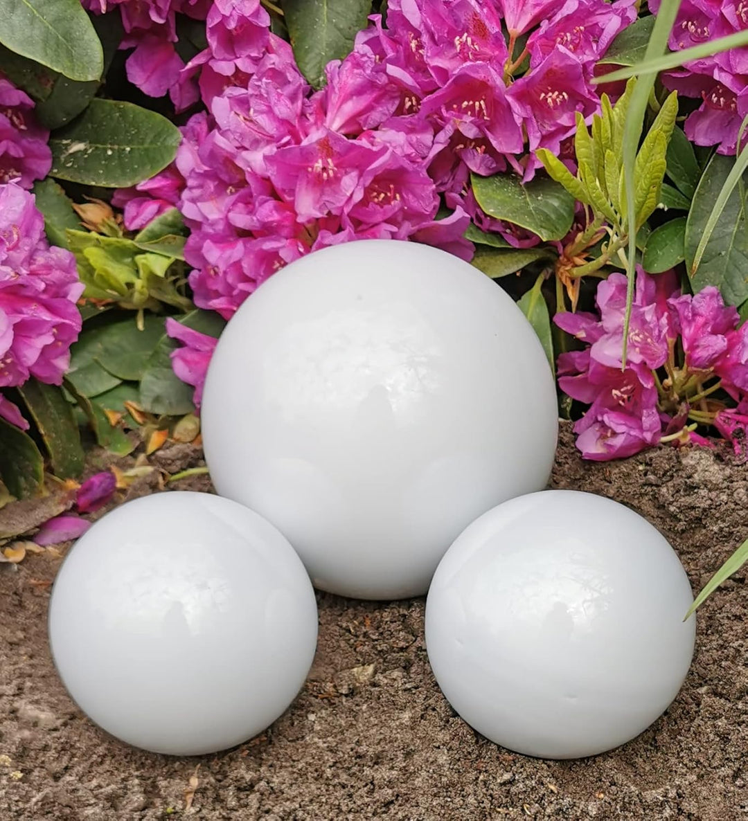 Dekokugel weiss poliert 3er Set 20-15-15 cm aus Edelstahl Kugel Dekorationskugel Gartenkugel