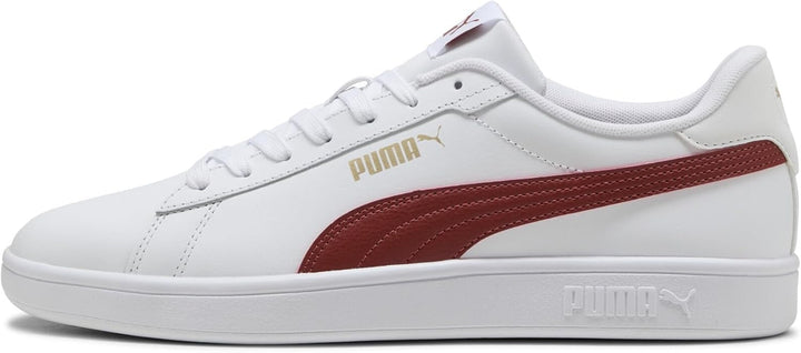 PUMA Herren Smash 3.0 L Sneaker 36 EU White Bordeaux Red, 36 EU White Bordeaux Red
