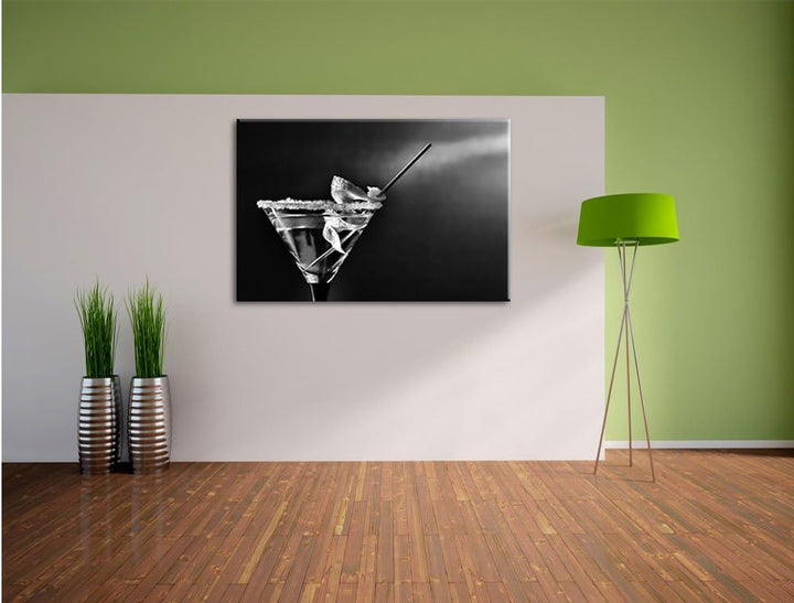 Pixxprint Cocktail Glas / 100x70cm Leinwandbild bespannt auf Holzrahmen/Wandbild Kunstdruck Dekorati