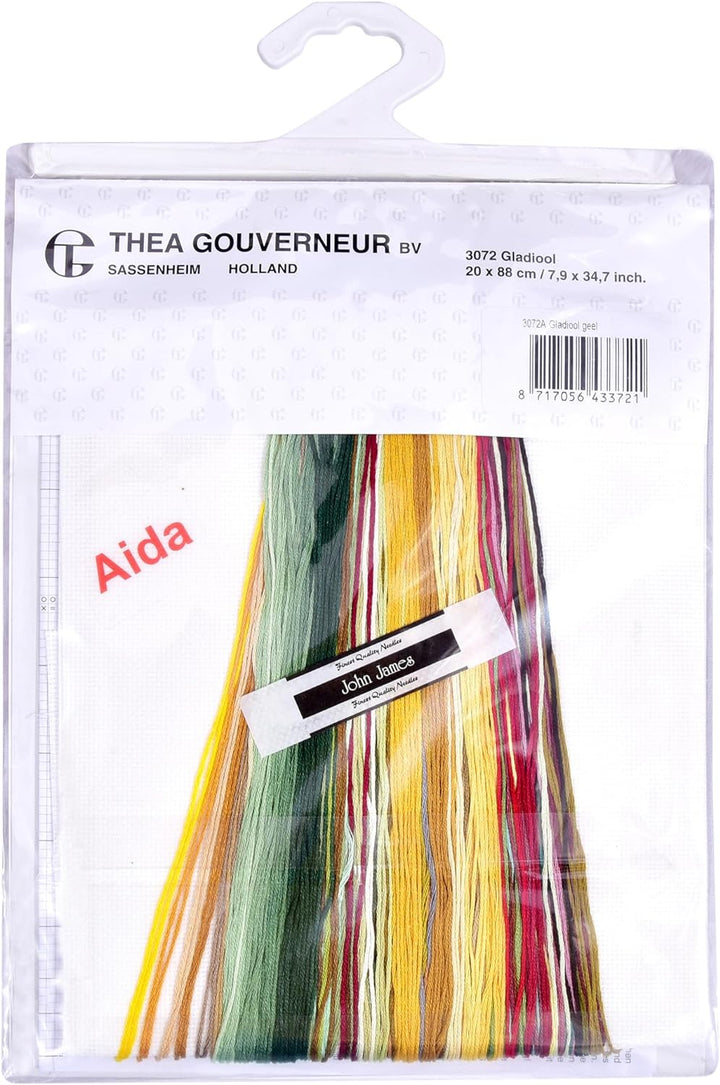 Thea Gouverneur - Kreuzstich-Set - Gladioli-Gelb - Aida - 18 Count - Für Erwachsene - 3072A 3072A Ai