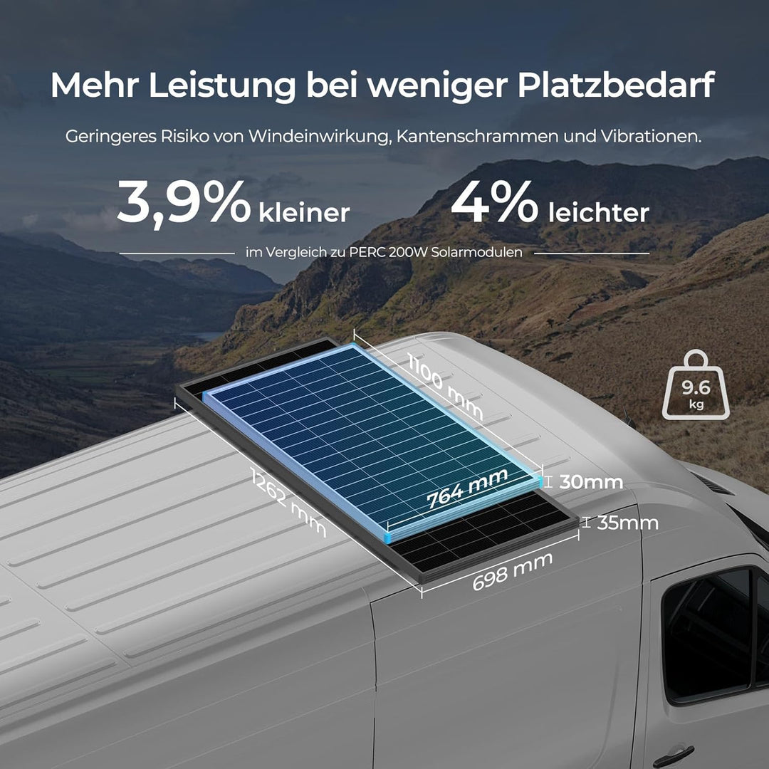 Renogy 16BB N-Typ 175 Watt 12V Solarmodul 25% Hoch-Effizienz, PV Modul Ladegerät für RV Marine Rooft