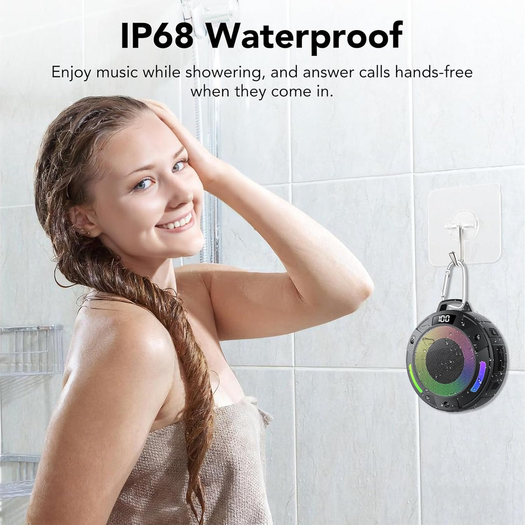 Tragbarer Mini Bluetooth Lautsprecher, Musikbox Bluetooth mit Licht, Kräftiger Klang, IP68 Wasserdic