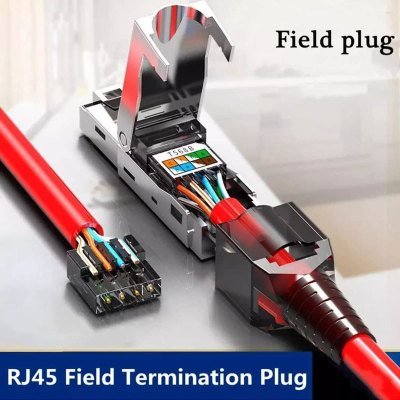 NAUC Netzwerkstecker Cat 7 CAT7 werkzeuglos RJ45 LAN Kabel Stecker ohne Werkzeug werkzeugfrei kompat