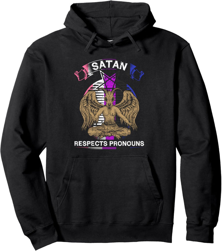 Genderfluid Satan Respects Pronouns Pentagramm Pullover Hoodie