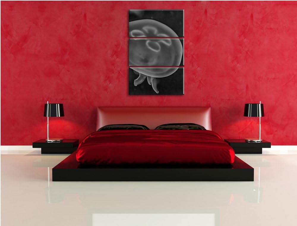 Pixxprint Leuchtend Blaue Qualle als Leinwandbild/Grösse: 3 Teilig (120x80) cm/Wandbild/Kunstdruck/f