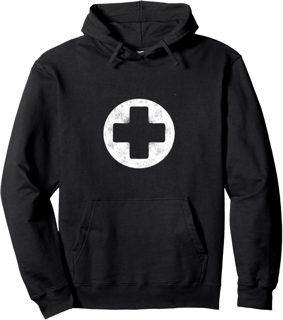 Weiss-Faux-Vintage-Krankenschwester-Rettungsschwimmer-Kreuz Pullover Hoodie