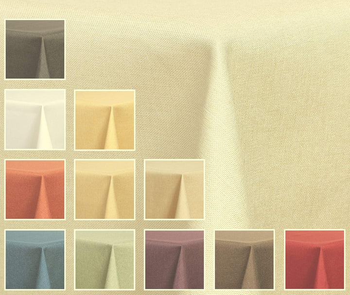Textil Tischdecke - Leinen Optik - wasserabweisend oval (Ecru, oval 160x260) Ecru oval 160x260, Ecru