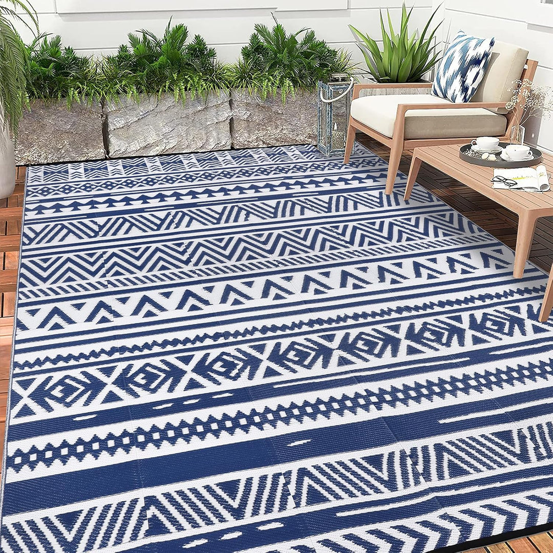 Enyhom Faltbare Outdoorteppich Gross 180 x 270 cm, Plastik Wende Aussenteppich Bodenmatte, Wasserfes
