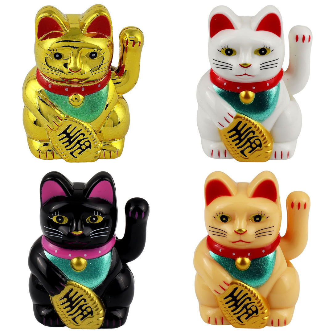 Freak Scene Glückskatze Mini Maneki-Neko klassisch Set Solar 5cm Winkekatze Lucky cat, Set