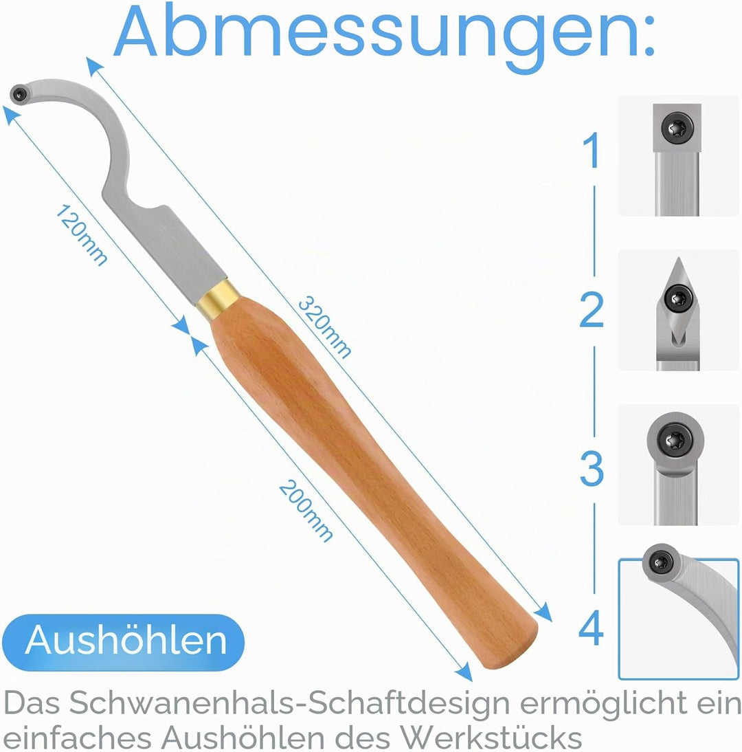CDBP Schwanenhals Holzdrehwerkzeug Hartmetallbestückte Drehmeissel Werkzeugstange mit Ci5 8,9 mm run