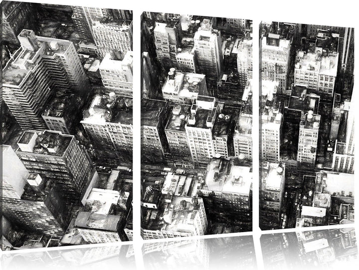 Pixxprint New York City von Oben Kohle Effekt 3-Teiler Leinwandbild 120x80 Bild auf Leinwand