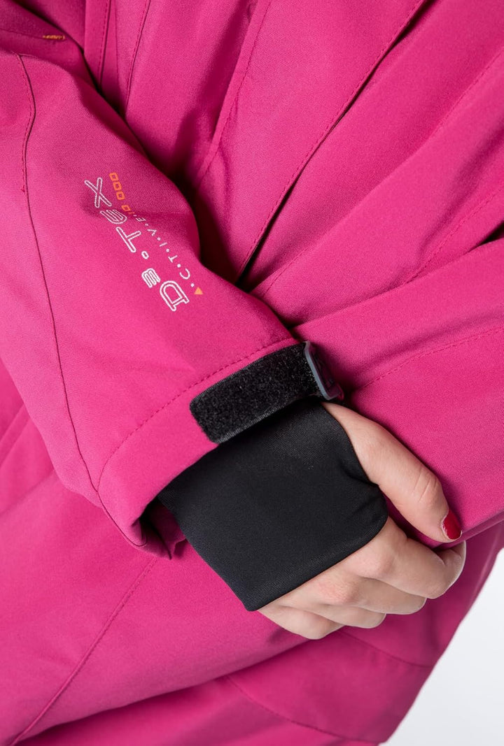Damen Winterjacke Skijacke mit Abnehmbarer Kapuze Gefüttert Wasserdicht Wetterfest Windbreaker Überg