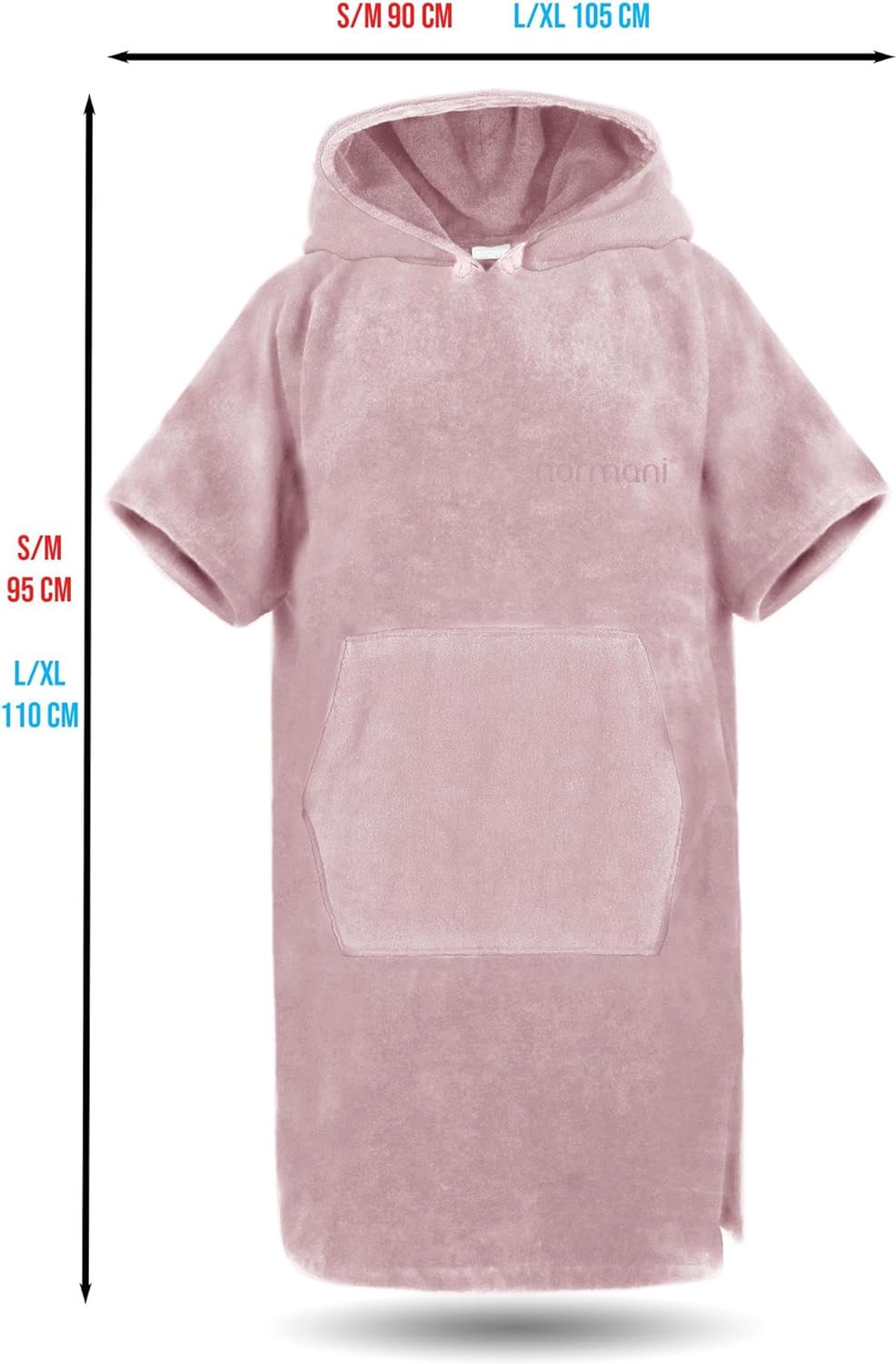 normani Baumwoll Surfer Poncho - Strandponcho - Handtuch-Poncho - Unisex Strand Umziehhilfe - geschl