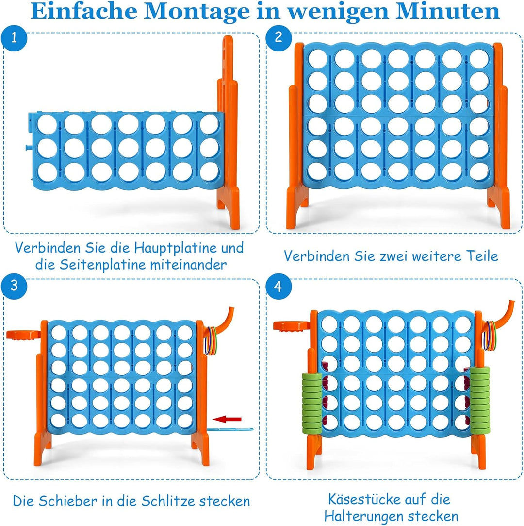 GOPLUS Riesiges 4 Gewinnt Spiel, Strategiespiel mit 42 Ringen, Basketballkorb & Wurfspiel & Schnells