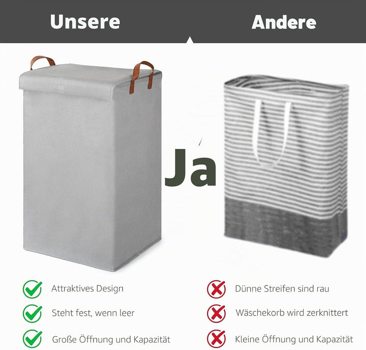 2er-Pack 80L Grosse Wäschekörbe für Wäsche mit Deckel, Faltbare Wäschekorb-Aufbewahrungslösungen mit