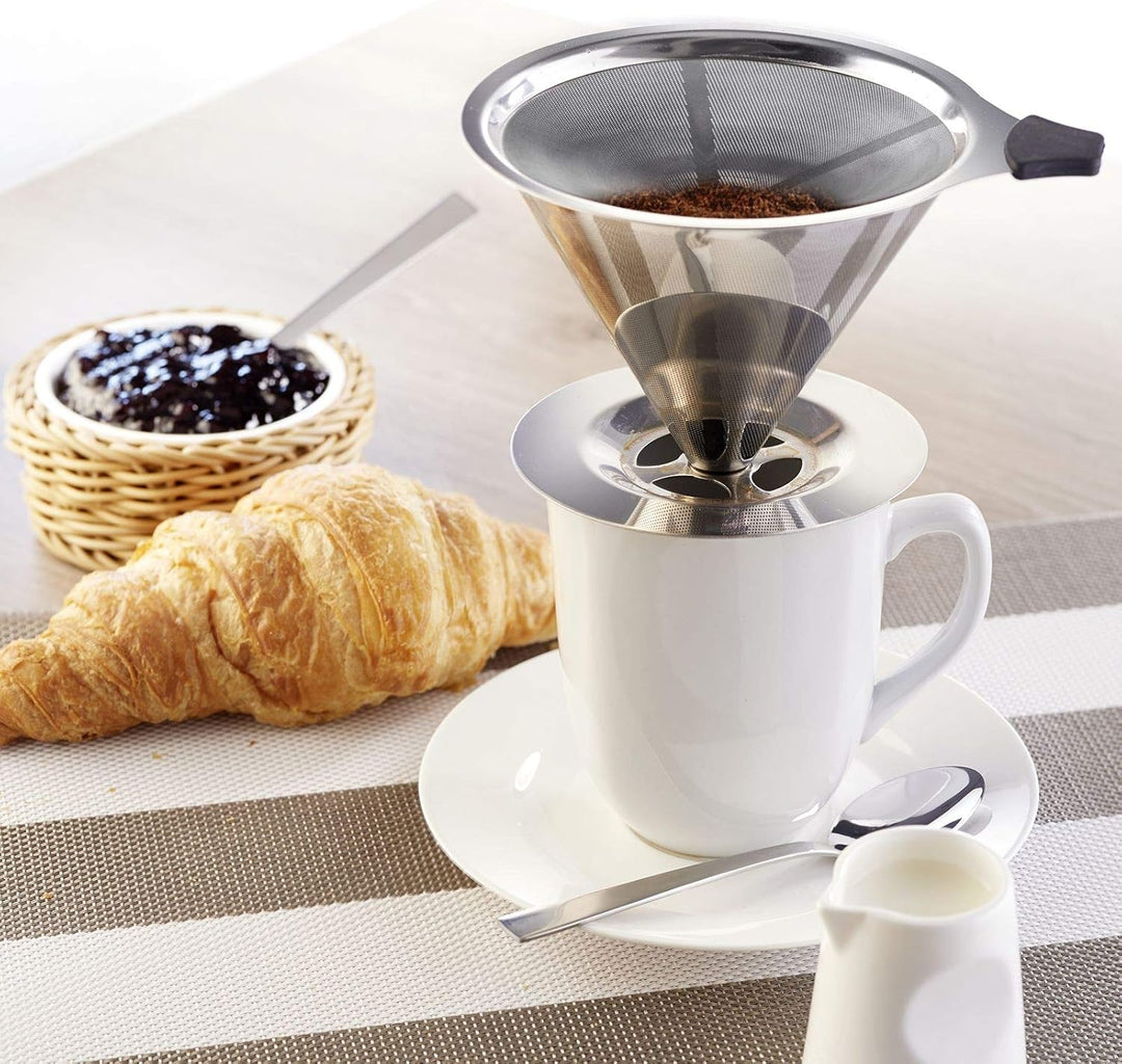 Westmark Dauerfilter/Dripper Kaffee, mit Tassenhalterung, Brasilia, Aufsatzfläche 10 cm, 18/8 Rostfr