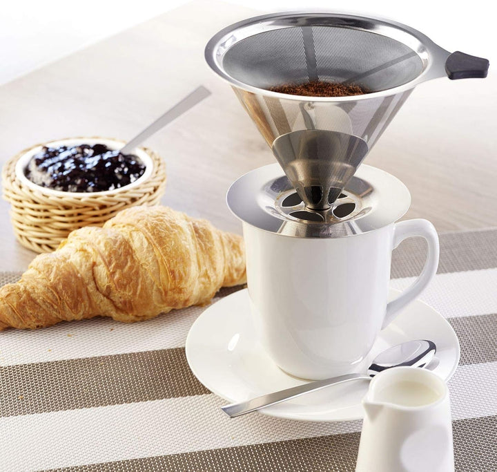 Westmark Dauerfilter/Dripper Kaffee, mit Tassenhalterung, Brasilia, Aufsatzfläche 10 cm, 18/8 Rostfr
