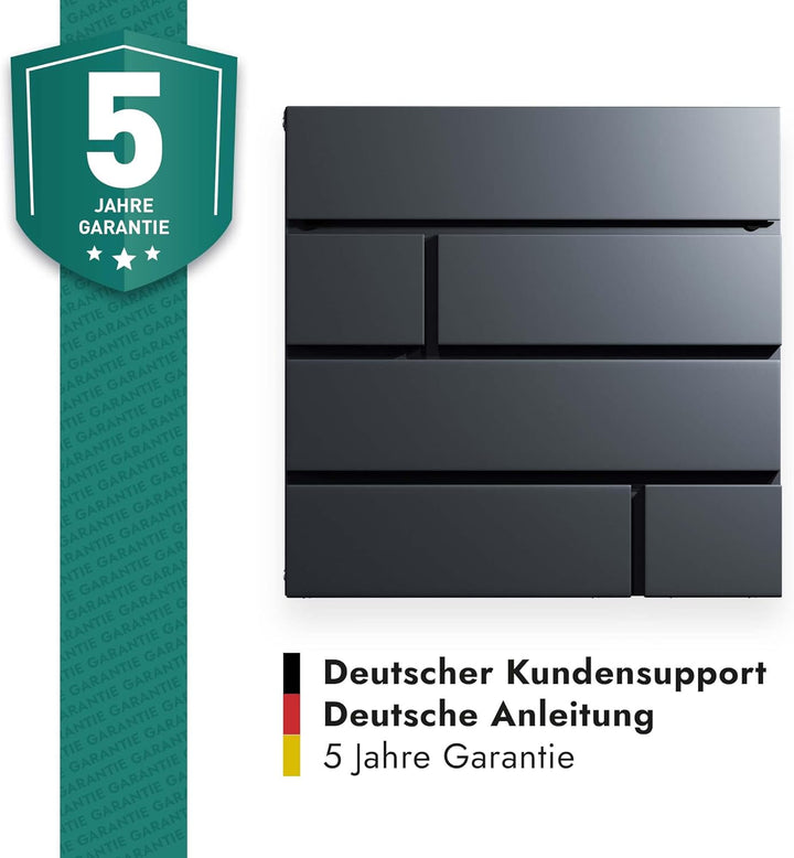 Forgard wetterfester Briefkasten mit Zeitungsfach, Briefbox, Zinkstahl Wandbriefkasten mit Schloss,