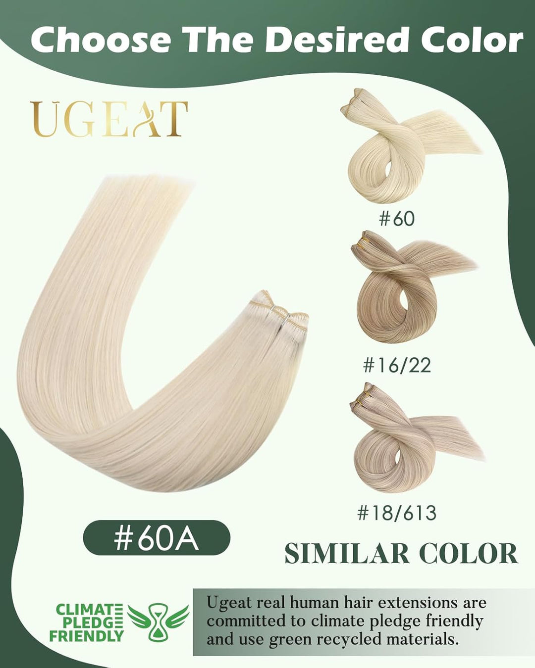 Ugeat Haartressen Extensions Echthaar Blond Sew in Weft Human Hair Echthaar Tressen Extensions Weiss