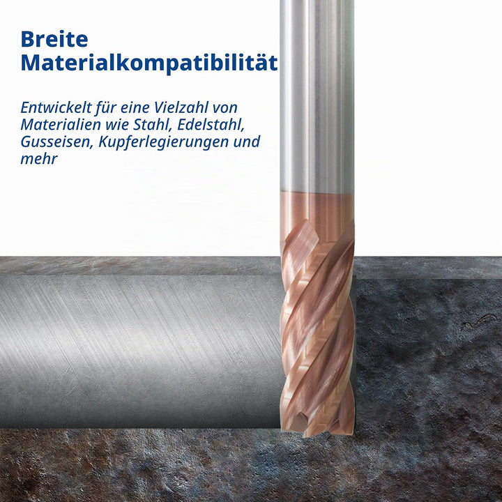 TJR Hartmetall 4-Schneider Uni Mill Set (6/8/10/12mm) – Mikrokorn-Hartmetall-Fräser mit TiAlN-Beschi