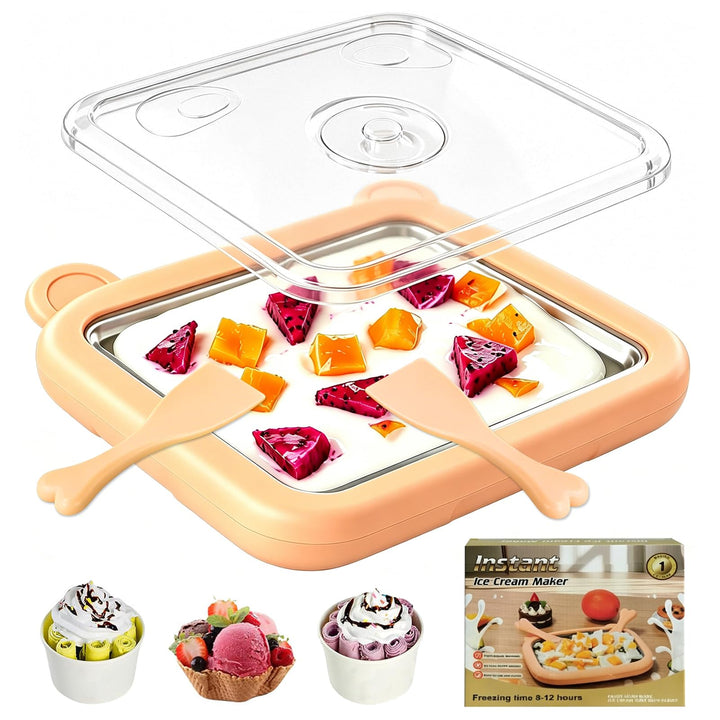 Eiscreme Roller Maker Set, Mit Transparentem Deckel Und 2 Spateln, DIY Instant Eismaschine Für Erwac