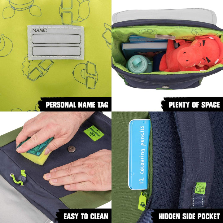 Johnny Urban Rucksack Kinder Mädchen & Jungen Grün - Junior Liam - Kinderrucksack mit Brustgurt - Au