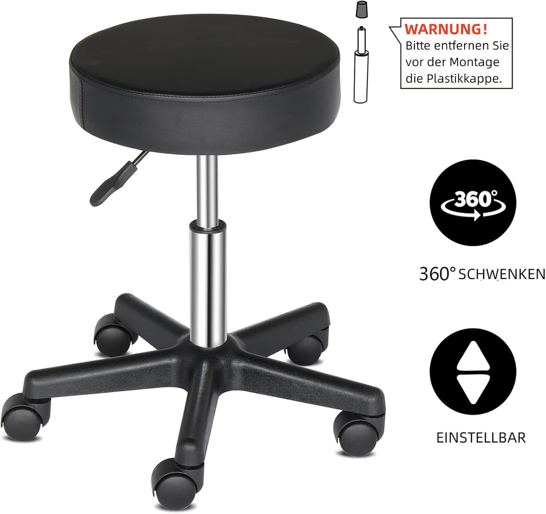 LEADZM Rollhocker Drehhocker Praxishocker Arbeitshocker Bürohocker Hocker 360° Drehbar mit höhenvers