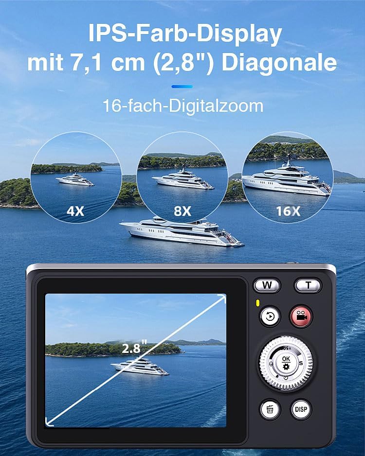 Somikon Digitalkamera: Digitale Kompaktkamera mit 64 MP, 5K, Autofokus, 16-facher Digitalzoom (Fotok