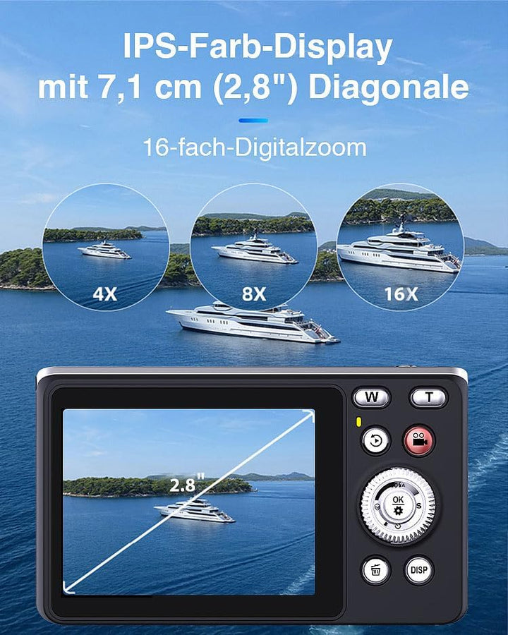 Somikon Digitalkamera: Digitale Kompaktkamera mit 64 MP, 5K, Autofokus, 16-facher Digitalzoom (Fotok