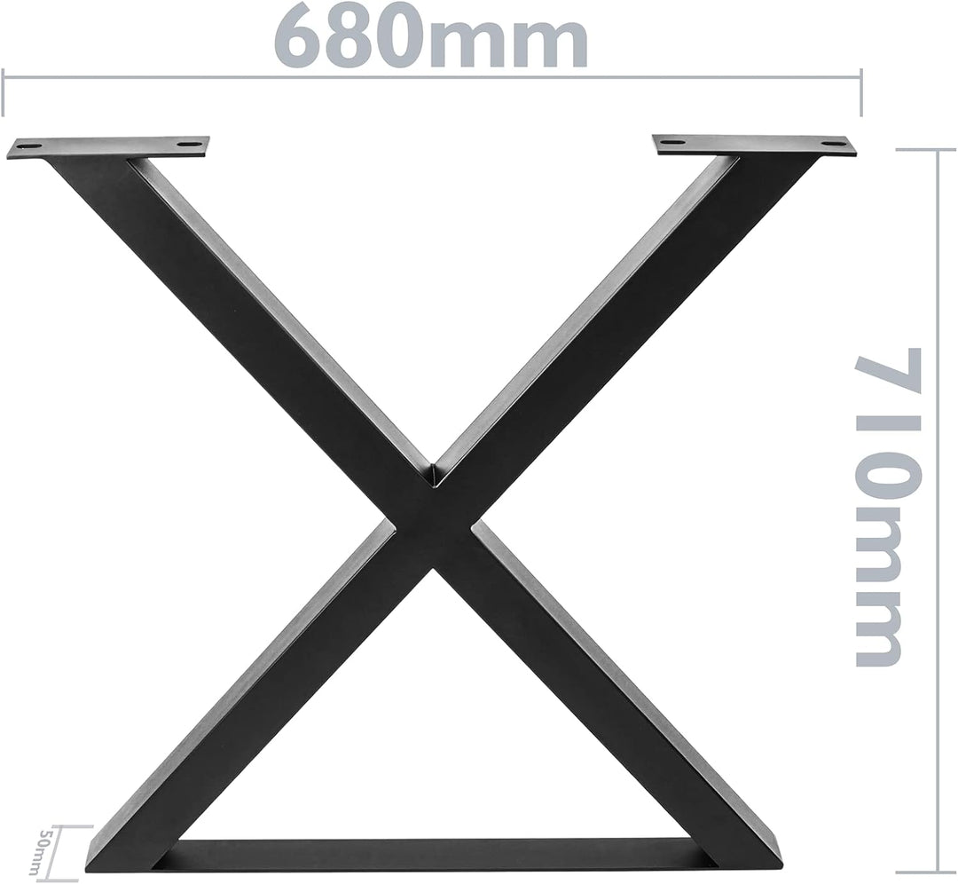 PrimeMatik - Tischbeine in 'X' aus Stahl 680 x 50 x 710 mm 2-Pack