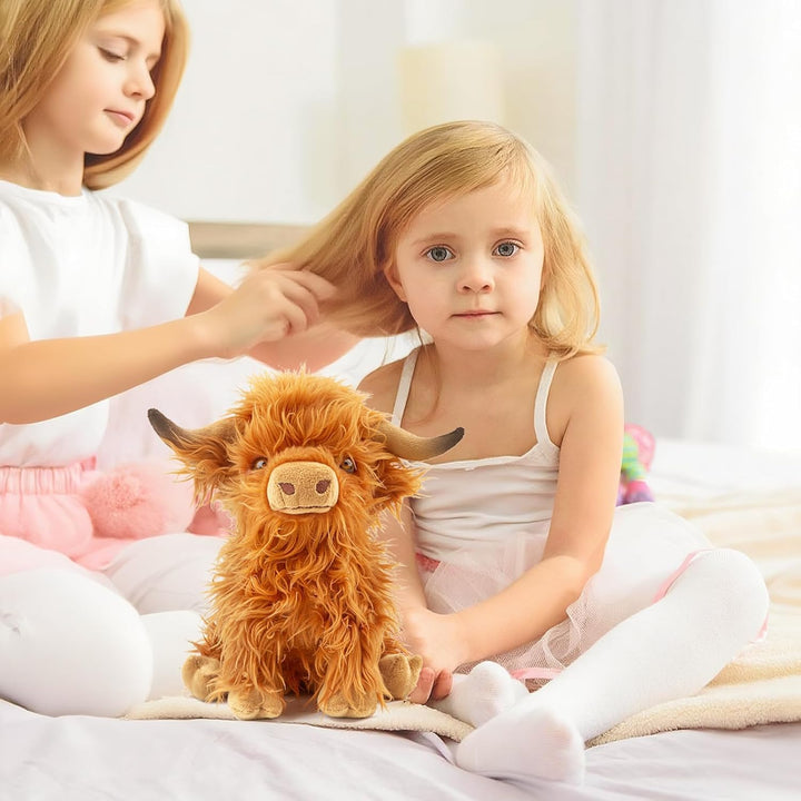 Highland Cow Kuscheltier 1 Stück Extra Weich & Formstabil, Highland Cow Plüsch Hochlandkuh Plüschtie