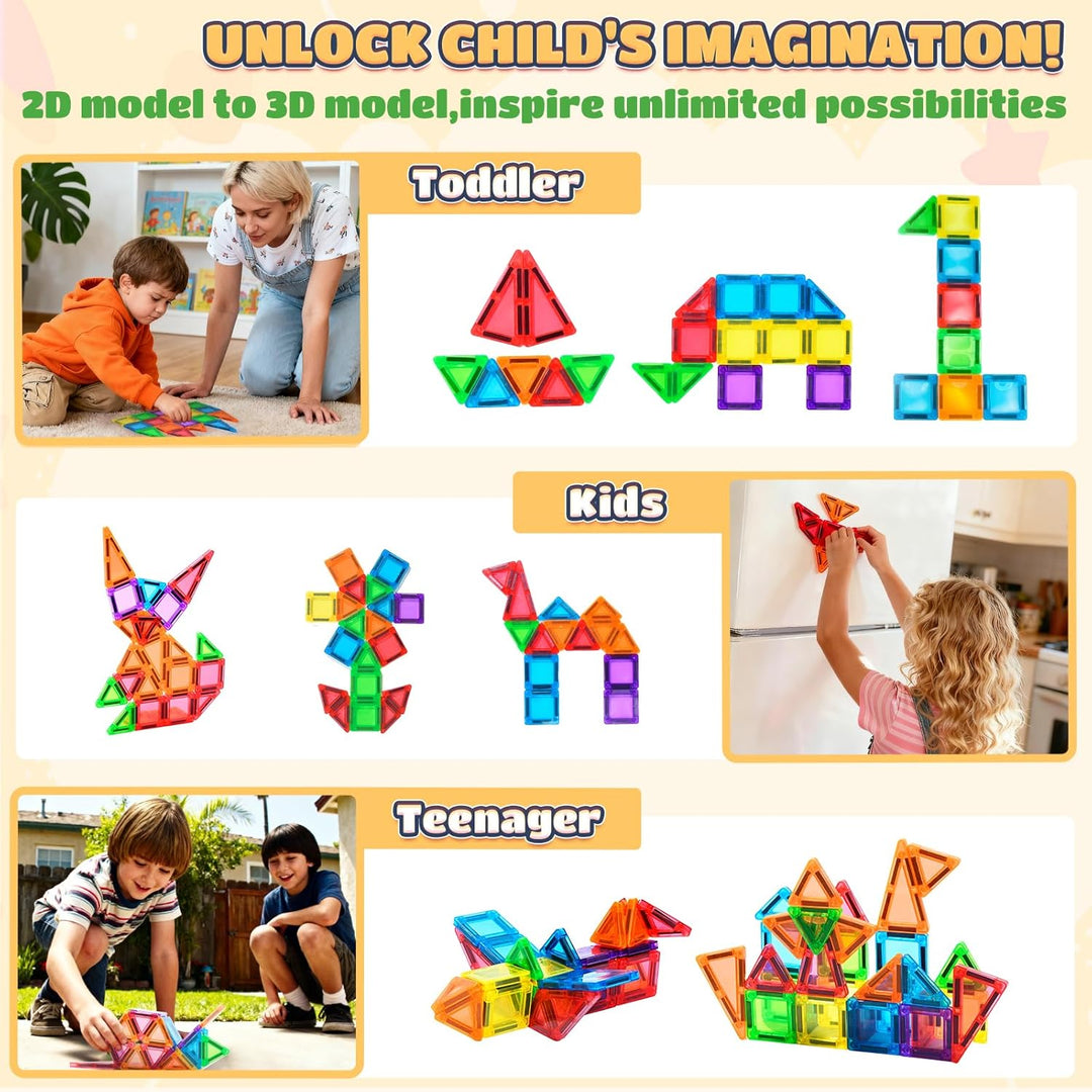 48PCS Mini Magnetische Bausteine Magnetbausteine Reiseset Magnetspielzeug Montessori Reisespielzeug