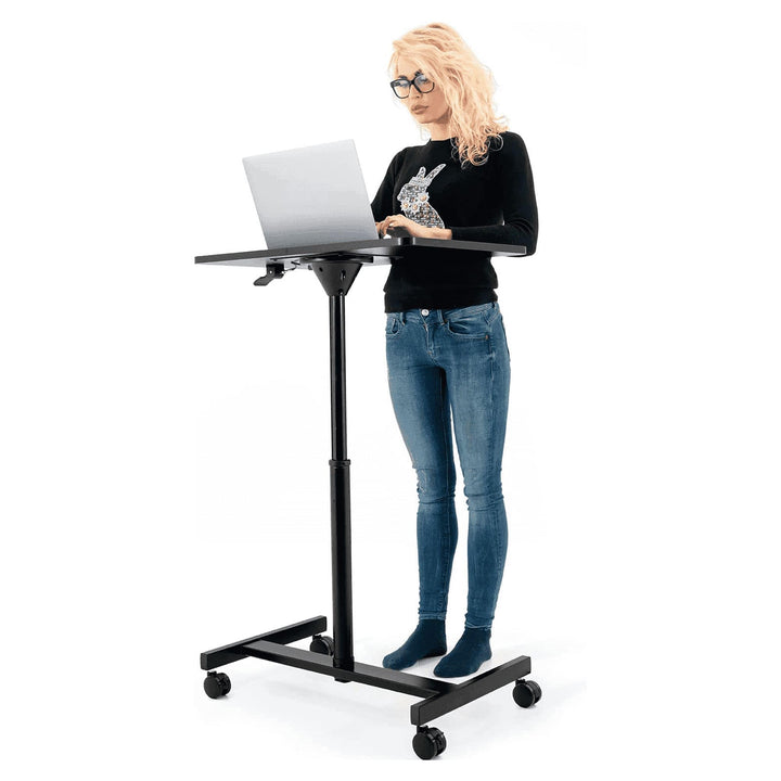 Tatkraft Focus Airlift Pneumatischer Sitz-Steh Laptoptisch mit 4 Rädern, Höhenverstellbar 74-114 cm