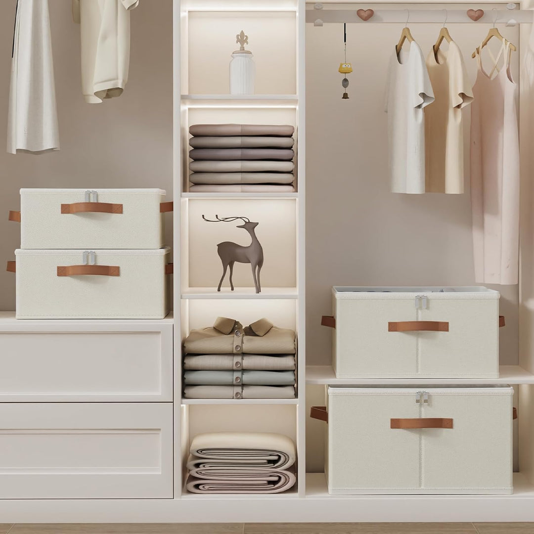 OUTBROS Aufbewahrungsbox mit Deckel, Faltbare Stoffboxen, Kleiderschrank Organizer, Unterbett Aufbew