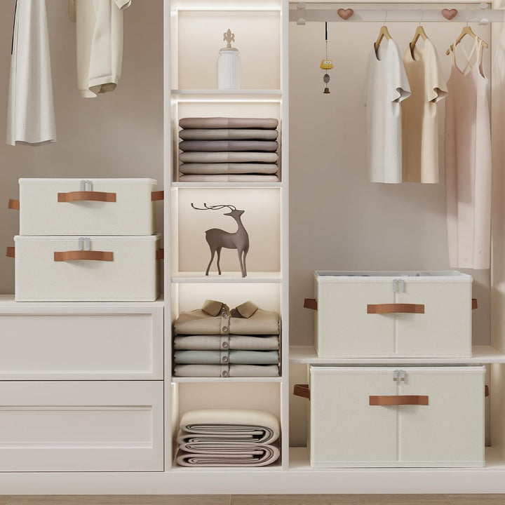 OUTBROS Aufbewahrungsbox mit Deckel, Faltbare Stoffboxen, Kleiderschrank Organizer, Unterbett Aufbew