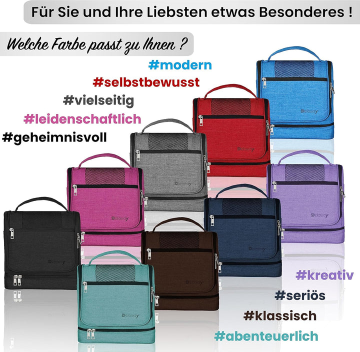 DELAWAY XXL Kulturbeutel zum Aufhängen [Design 2024] Grosse Kulturtasche für Damen, Herren mit Koffe