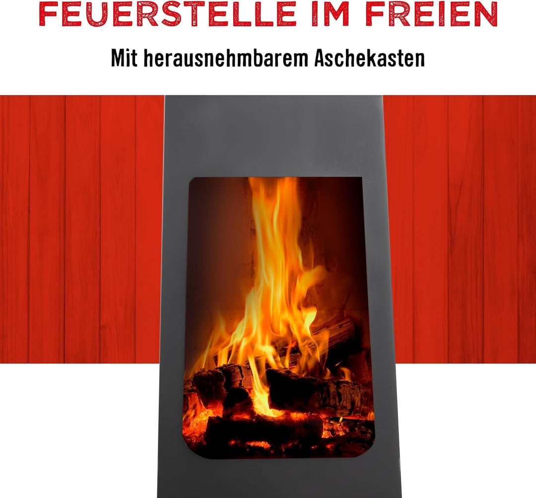BBQ Collection Terrassenofen - Feuerstelle 36 x 36 x 150 cm - Gartenkamin für Brennholz - Gartenofen