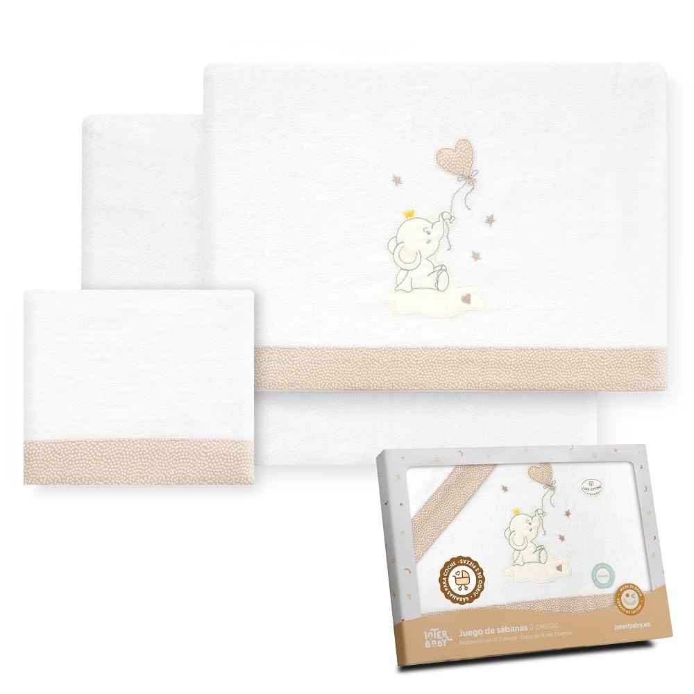 Interbaby Bettwäsche-Set für Kinderwagen, 40 x 80 cm, 100% Baumwolle, warm, Flanell-Bettwäsche, inkl