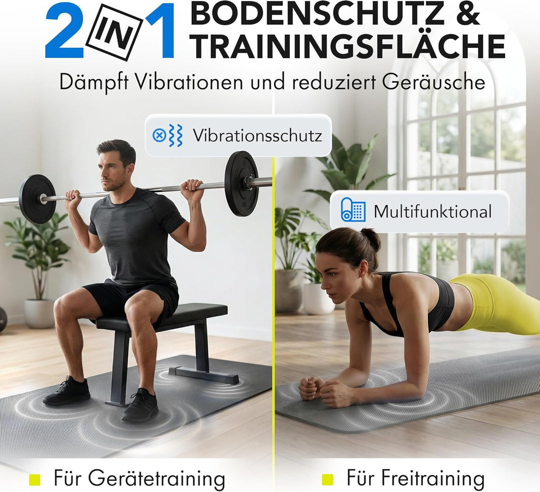 LILENO SPORTS Bodenschutzmatte - extra wiederstandsfähige Laufband Matte 8 mm Dicke - Fitness Unterl