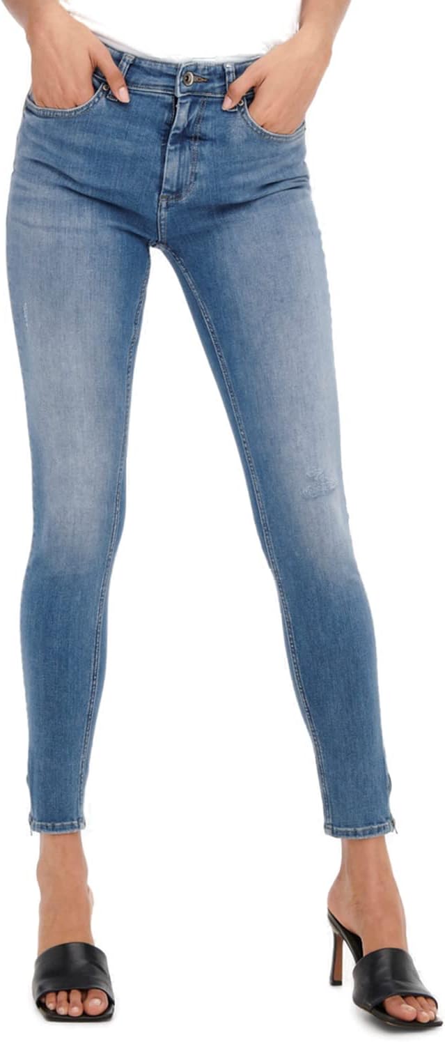 ONLY Female Skinny Jeans ONLBlush Mid Ankle Skinny Fit Jeans XS / 34L Light Medium Blue Denim, XS /