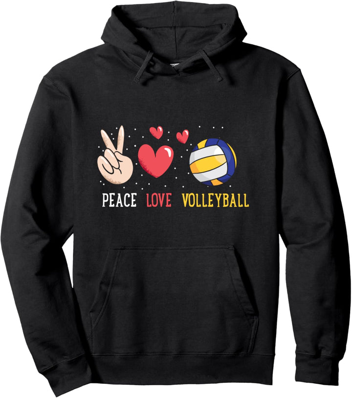 Peace Love Volleyball Mom Leopard Volleyball Lover Pullover Hoodie