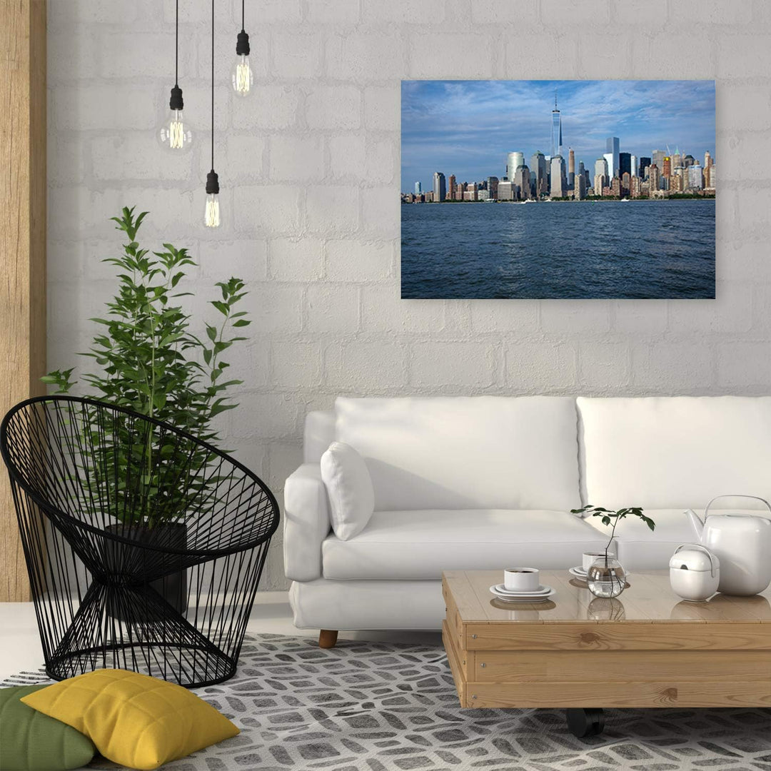 Leinwandbild XXL Manhattan Wandbild Kunst Architektur Blau 120x80 cm Leinwandbild 120x80 cm Blau_c,