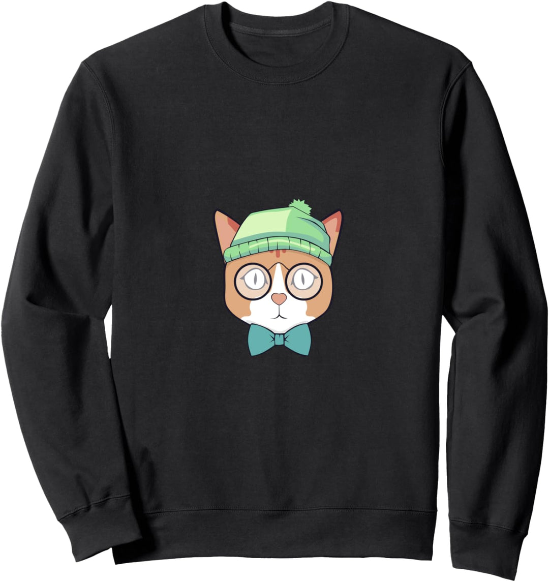 Lustige Hipster Katze in Brille Kätzchen Auge Brille Geschen Sweatshirt