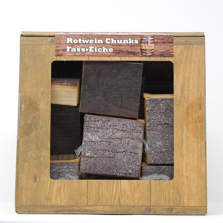 Rotwein Chunks Fass-Eiche, Box 1,5 Kg von Landree® BBQ Smokerholz vom Original-Fass für das besonder