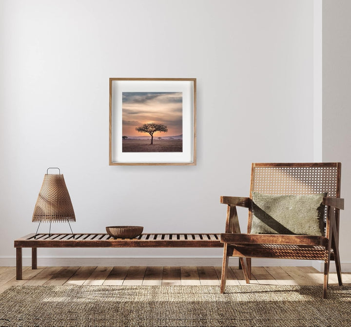 BD ART 50x50 cm gross Box 3D Objektrahmen Bilderrahmen mit Passepartout 40x40 cm, Eiche Quadratische