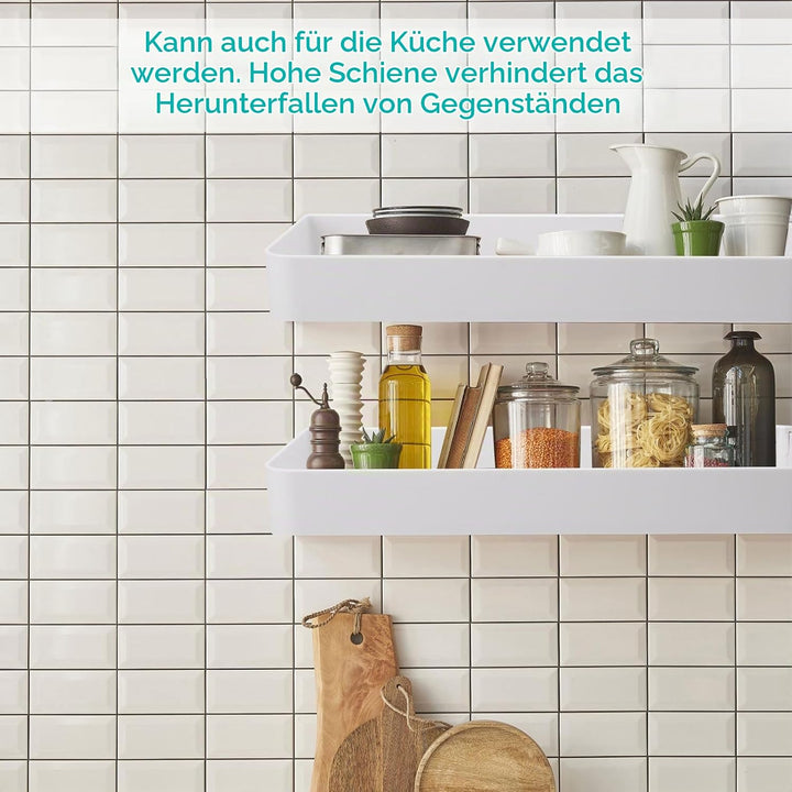 Badezimmerregale Ohne Bohren 2 Stück Kleberegal mit 6 Haken für Badezimmer Wandablage Bad Badezimmer