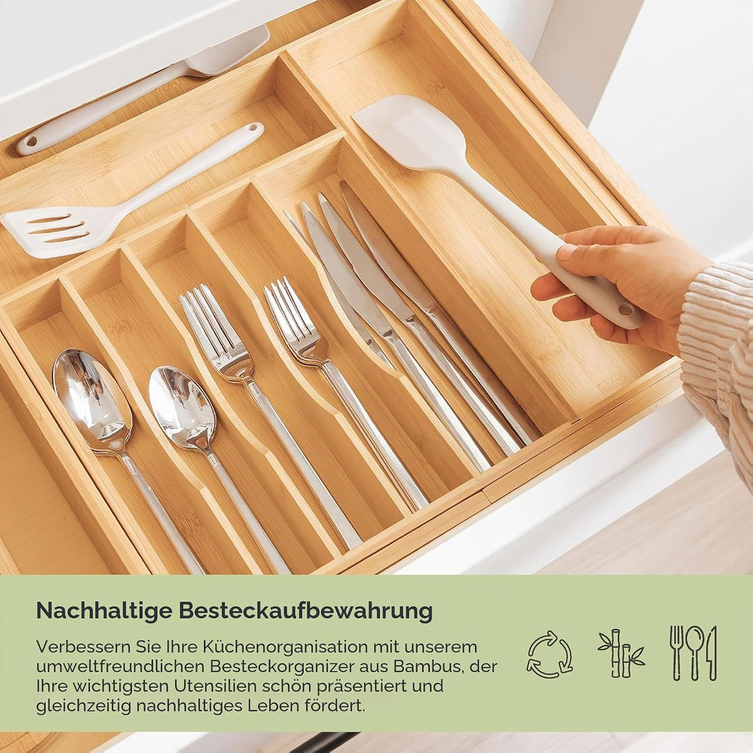 KitchenEdge Besteckkasten und Utensilien-Organizer für Küchenschublade, erweiterbar auf 71 cm Breite