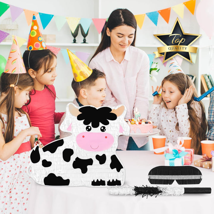 Milchkuh Pinata Set mit Augenbinde und Fledermaus (41 x 33 x 10 cm), perfekt für Mädchen, Kinder, Ge