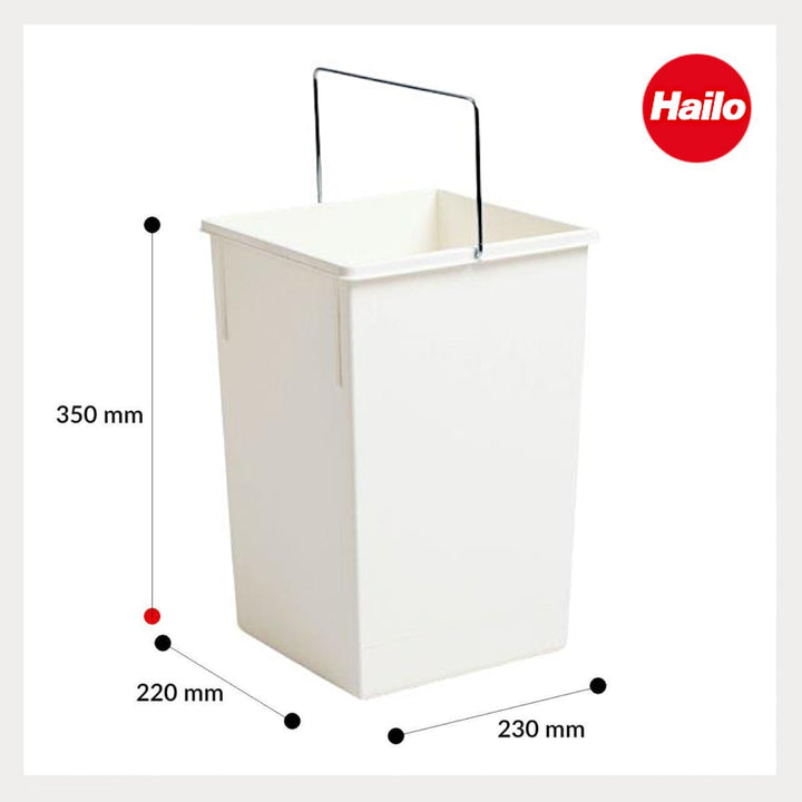 Hailo Inneneimer 1045119 | Abfalleimer Einsatz 15 Liter | Kunststoff Eimereinsatz weiss | mit Henkel