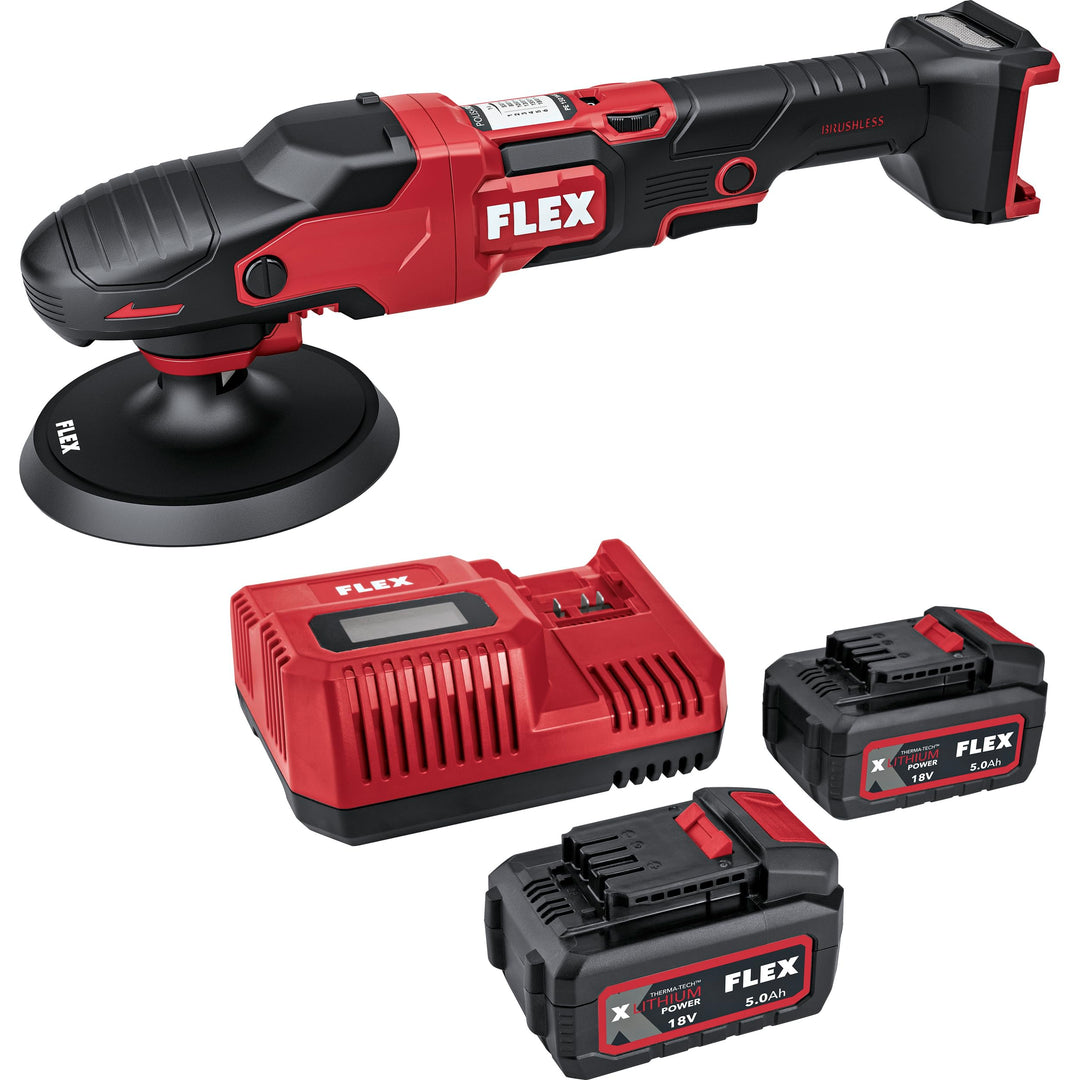 Flex Akku-Rotationspolierer 18 V PE 150 18-EC Set (mit Gasgebeschalter, einfache Drehzahlverstellung